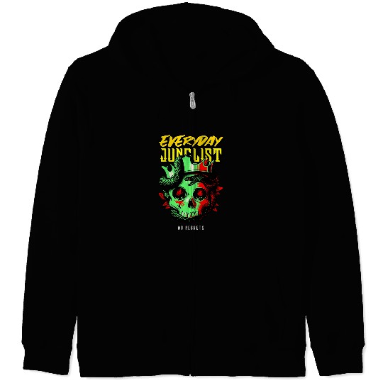 Funny Drummer Skeletons Skulls Drum N Bass Music Liquid Skull Jungle EDM DnB Skull Zip Hoodies