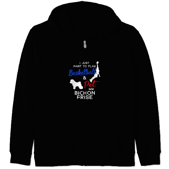 Funny Basketball Bichon Frise Funny Basketball Dog Owner Lover xmass Gift Zip Hoodies