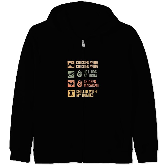 Chicken Lover Wing Chicken Wing Hot Dog Bologna Macaroni 6 Zip Hoodies