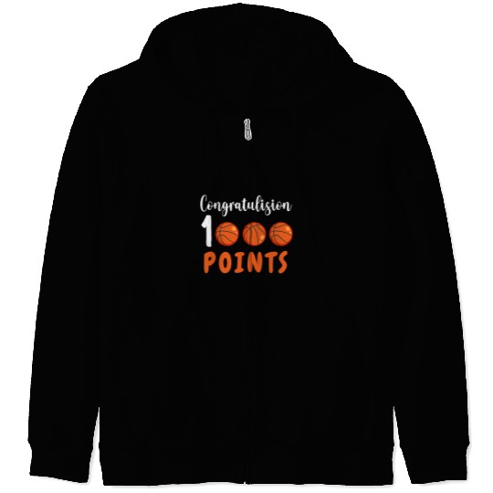 Funny Basketball 1000 Points Basketball Scorer High School Basketball player 2 8 Zip Hoodies
