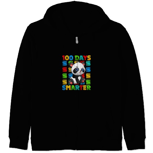Funny Bear 100 Days Smarter Panda Bear Lovers Happy 100th Day Of School Cute Bears Zip Hoodies