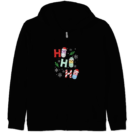 Ho Ho Ho Pills Pharmacist Snowflakes Cute Christmas Lover Zip Hoodies