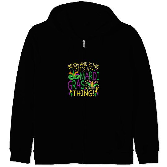 Beads Bling Mardi Gras Thing carnivals Party Men Women Zip Hoodies