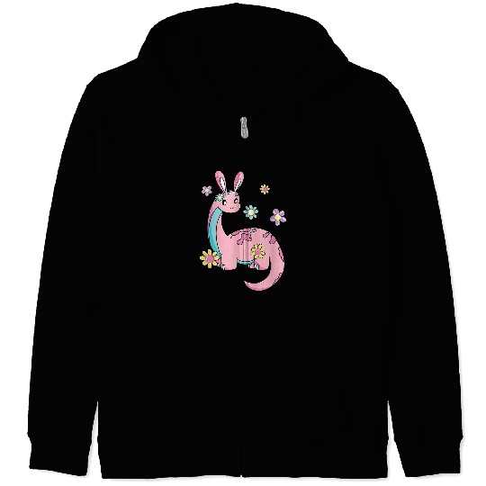 brontosaurus bunny ears egg easter day dinosaur dino boys Zip Hoodies