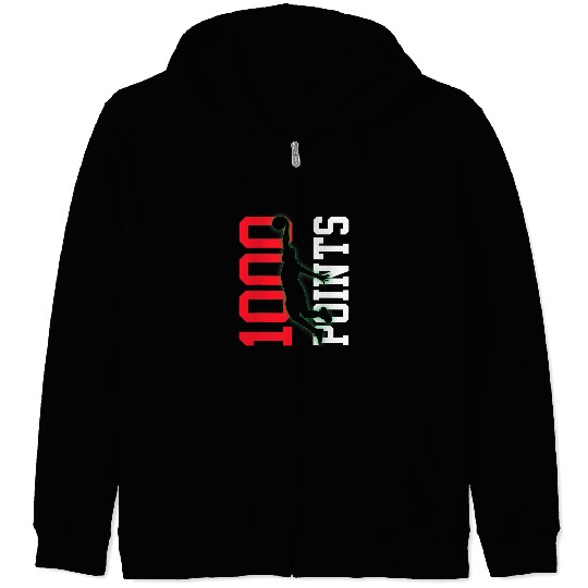 Funny Basketball 1000 Points Basketball Scorer High School Basketball Player Zip Hoodies