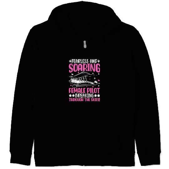 Fearless and Soaring Female Pilot Airline Pilot Zip Hoodies