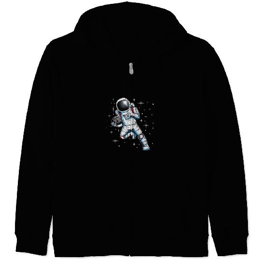 Sport American Football Astronauts Moon Football Fan Design Moon Football Kid Space Zip Hoodies