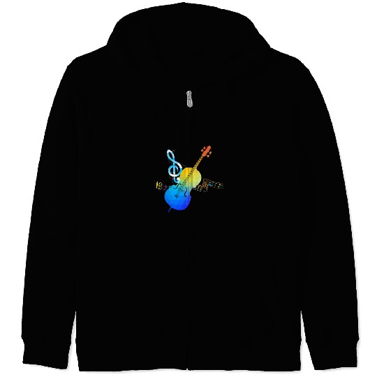 Funny Cellist Musician Cellist Treble Clef Cello Player Orchestra Cello Zip Hoodies
