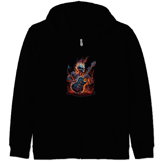Guitarist Burning Guitar A Fiery and Fearless Tribute Guitar Zip Hoodies