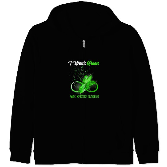 Butterfly Ribbon Feather Manic Depression Awareness Zip Hoodies