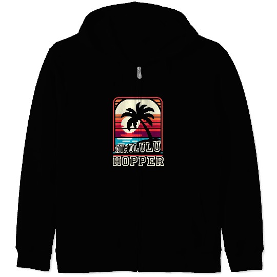 Honolulu Hopper Retro Funny Graphic Tees Zip Hoodies
