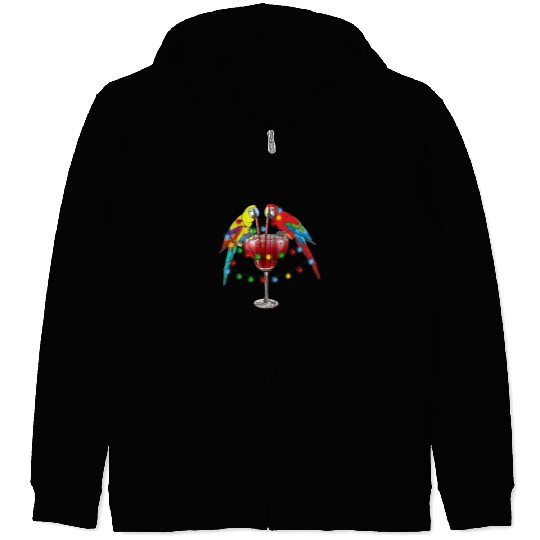 Christmas In July Parrots Drinking Cocktail Mixed Drinks Zip Hoodies