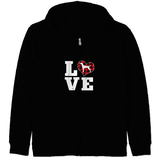 Dog Vizsla Love Vizsla Dog Lover Gifts buffalo plaids Dog Valentines Day Zip Hoodies