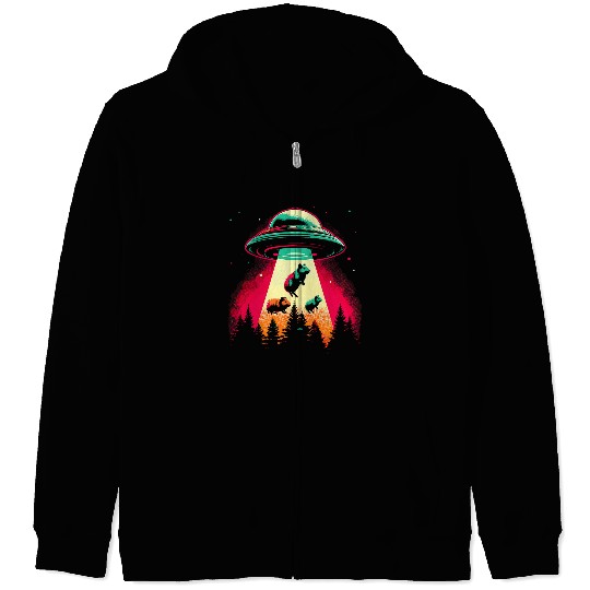 Guinea Pig Alien Abduction UFO 2Retro Conspiracies Lover Zip Hoodies