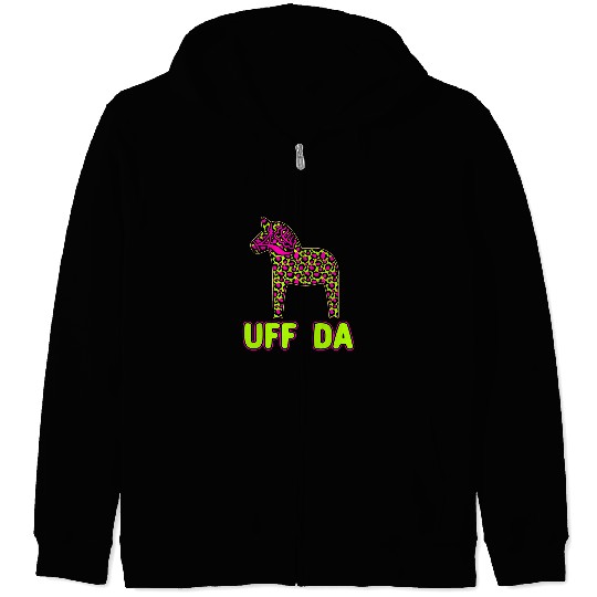 Horse Lover Uff Da Leopard Cheetah Print Dala Horse Horse Nordic Zip Hoodies