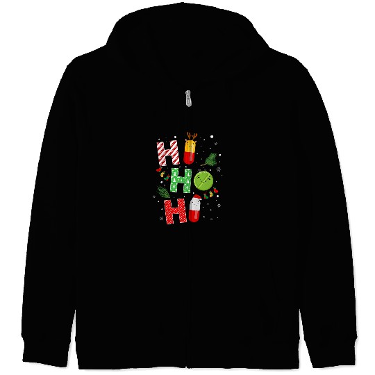 Funny Pharmacist Christmas Ho Ho Ho Pharmacy Technician Tech Zip Hoodies