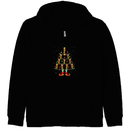 Funny Trumpet xmass Holiday Lighting Trumpet Christmas Tree Zip Hoodies