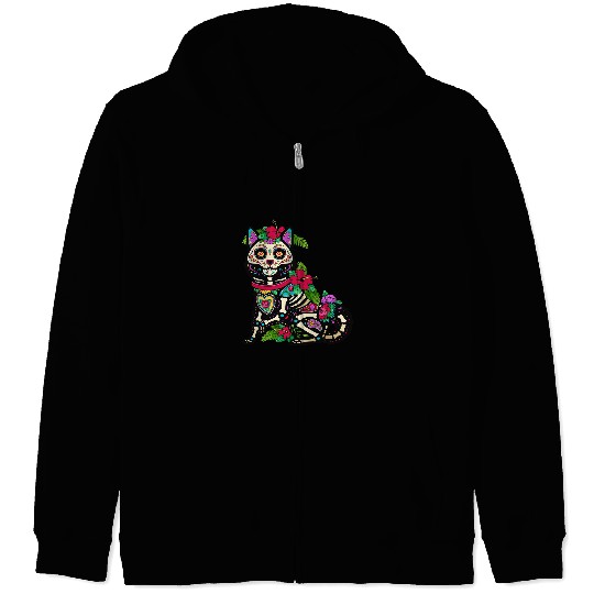 Dog Shiba Inu Sugar Skull Calavera Mexico Dia De Los Muertos Zip Hoodies