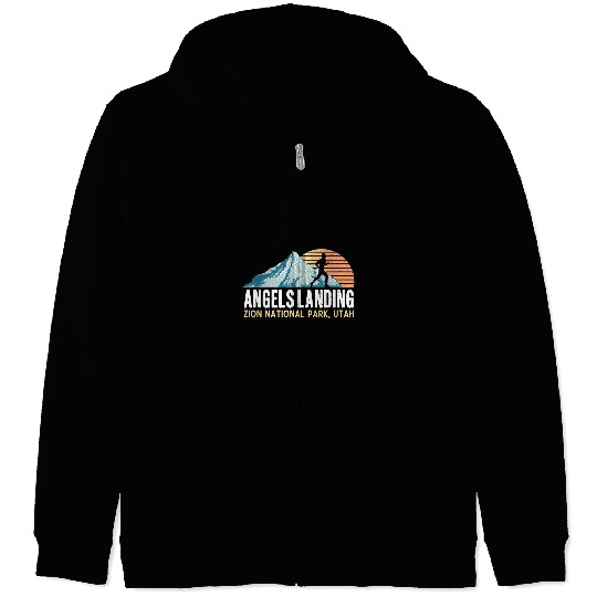 Hiking Hiker Angels Landing Hiking Trail vintages Zion National Park Utah Hike Zip Hoodies