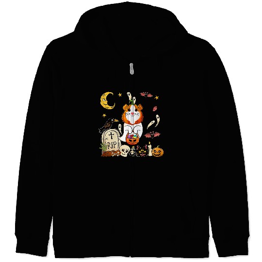 Guinea Pig Pumpkin Face As Boo ghosts Halloween Costume Kids Zip Hoodies