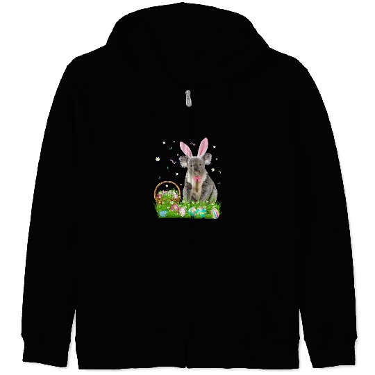 Funny Bear Cute Koala Easter Day Bunny Eggs Easter Costume Womens Cute Bears Zip Hoodies
