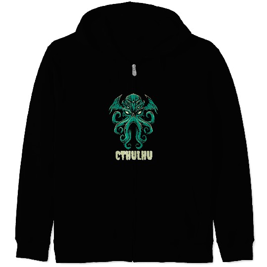 Cthulhu Mythos Illustration of Cthulhu Death May Die Face Zip Hoodies