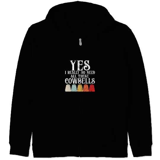 Funny Drummer Bell More Cowbell Vintage Funny Drummer Cowbell Funny 28 Zip Hoodies