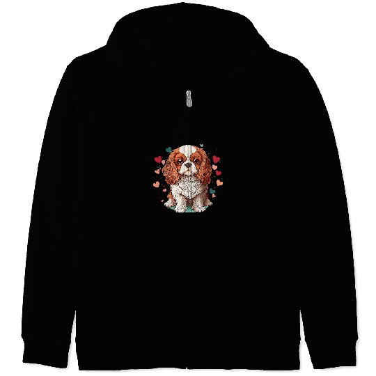 Cavalier Pet Funny Cavalier King Charles Spaniel Cute Valentines Day Zip Hoodies