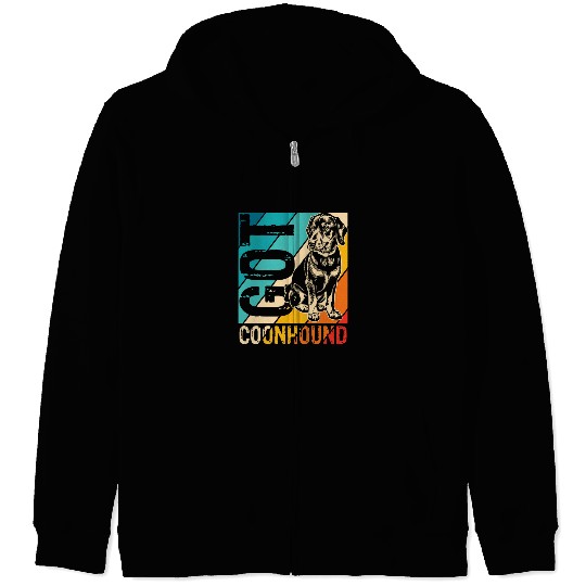 Coonhound Pet Black and Tan Coonhounds Got Coonhound Retro Vintage Zip Hoodies