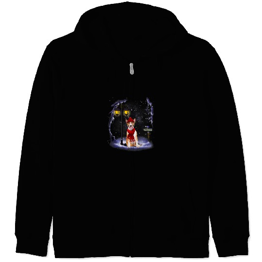 Bull Terrier Pet Santa Snow Christmas Light Winter Pajama Zip Hoodies