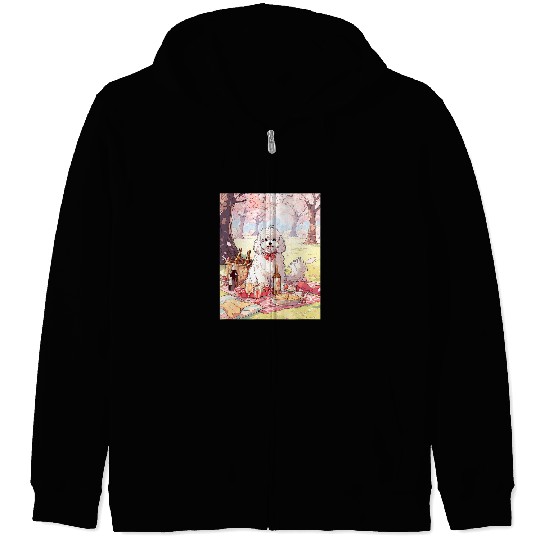 Havanese Pet Cherry Blossom Funny Dog Picnic Zip Hoodies