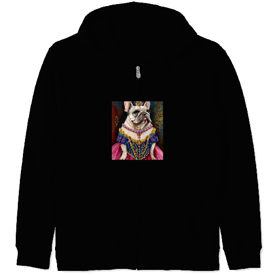 French Bulldog Pet Royal Dog Dress Pet Art Graphic French Bulldog Pug Vintage 1 Zip Hoodies
