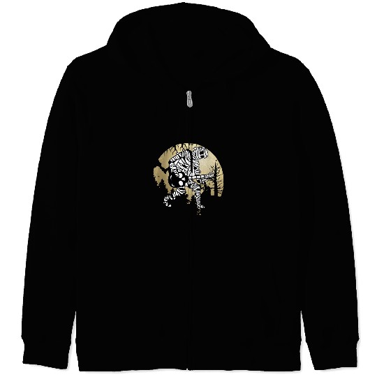 Funny Guitar Guitarist Mummy Playing Guitar Music Halloween 1 Zip Hoodies