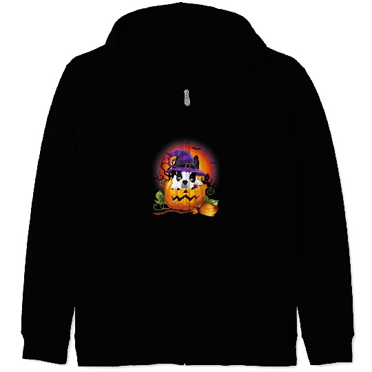 Boston Terrier Pet Witch Pumpkin HalloweenDog Lover Costume 59 Zip Hoodies