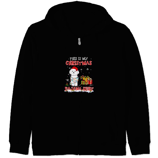 Bichon Pet Frise Cute Bichon Frise On Snow Christmas Pajama Zip Hoodies
