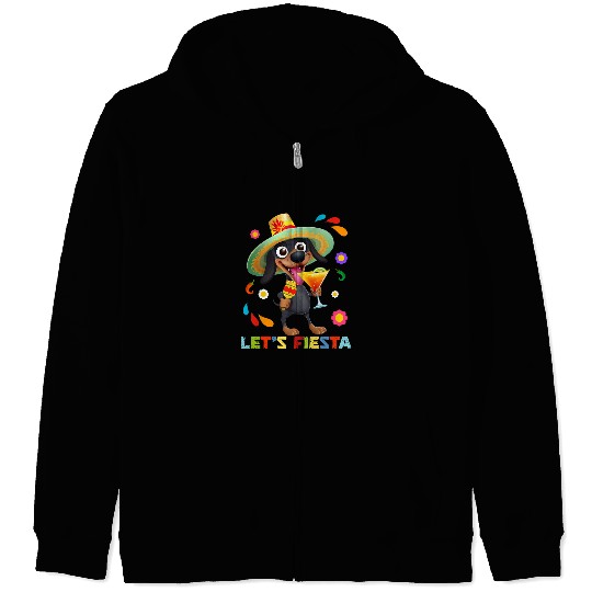 Dachshund Pet Funny Cinco De Mayo Dachshund Tequila Lets Fiesta Zip Hoodies