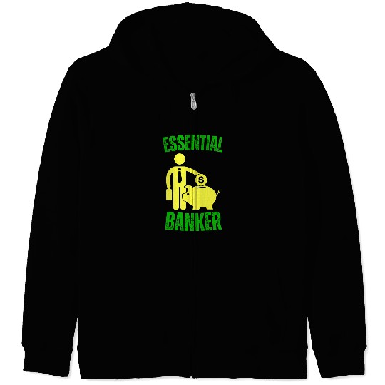 Essential Banker Worker Teller money economy Zip Hoodies
