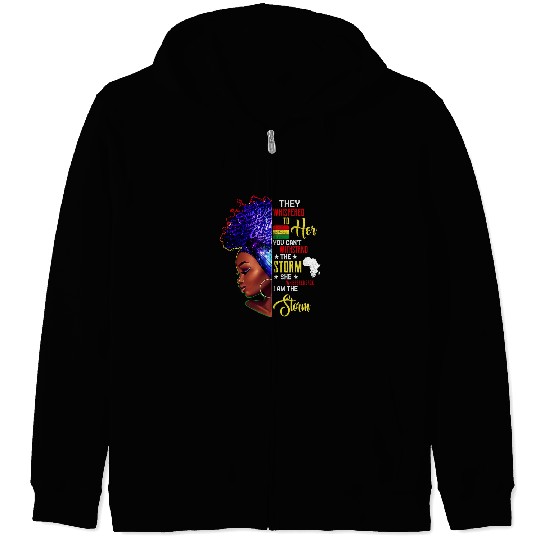 Black History Month Tee African Woman Afro I Am The Storm 2 Zip Hoodies