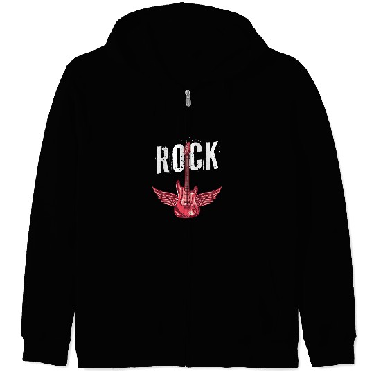 Funny Guitar Rock Angel Wings Music Electric Guitar Player Alternative Zip Hoodies