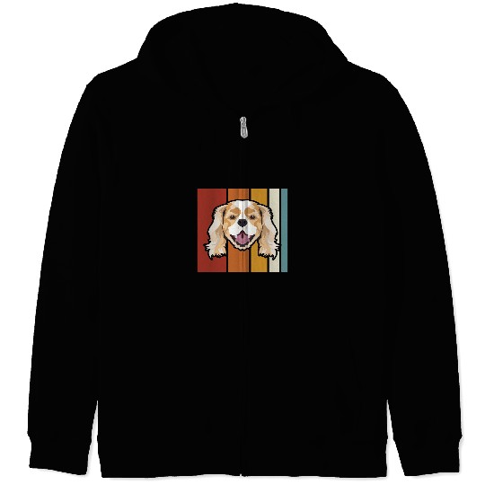 Cavalier Pet Smiling Cavalier King Charles Spaniel Retro Zip Hoodies