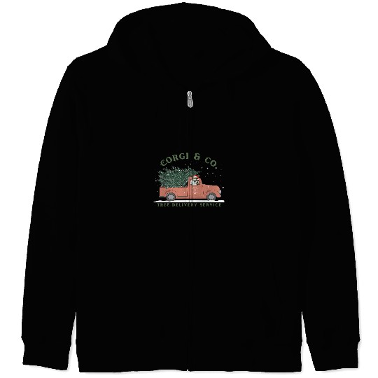 Corgi Pet Co Tree Delivery Service Zip Hoodies