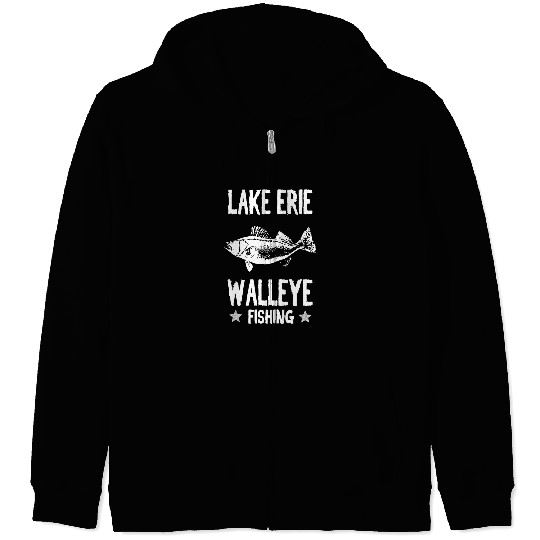 Fishing Funny Lake Erie Walleye Fishing Walleye Fishing Fisher Zip Hoodies