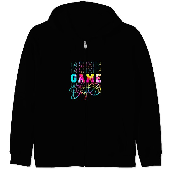 Funny Basketball Tie Dye Game Day Basketball Mirror Basketball Mom Game Day Zip Hoodies