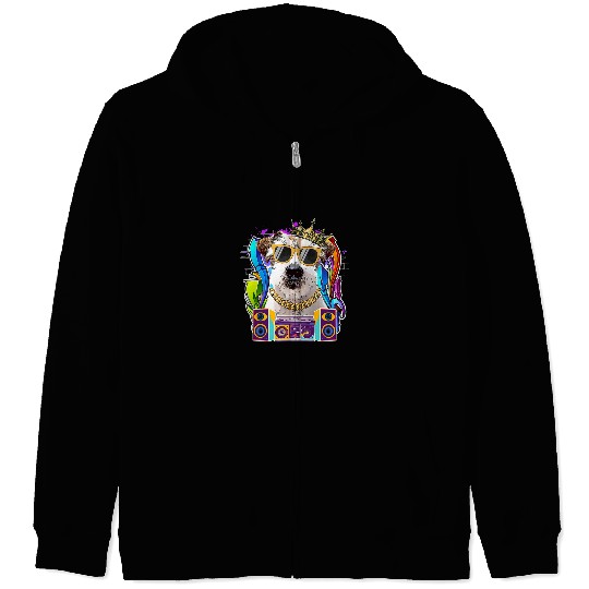Jack Russell Pet Dog Hip Hop 90s Rap Music Zip Hoodies