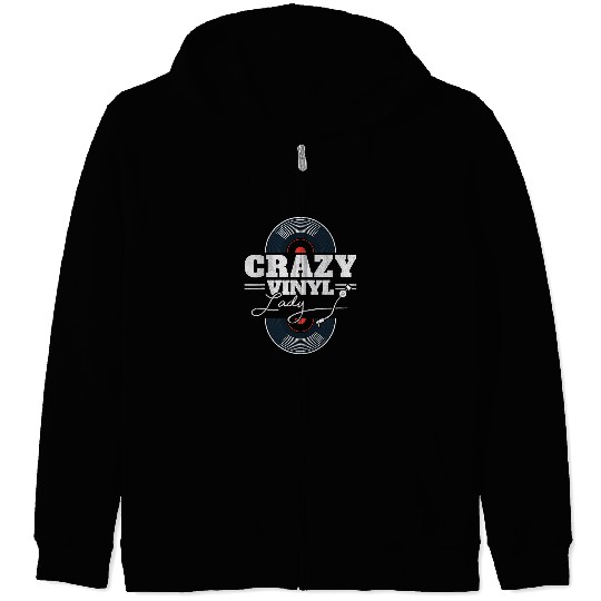 crazys Vinyl Lady LP Collector Women DJ Vinyl Records Zip Hoodies
