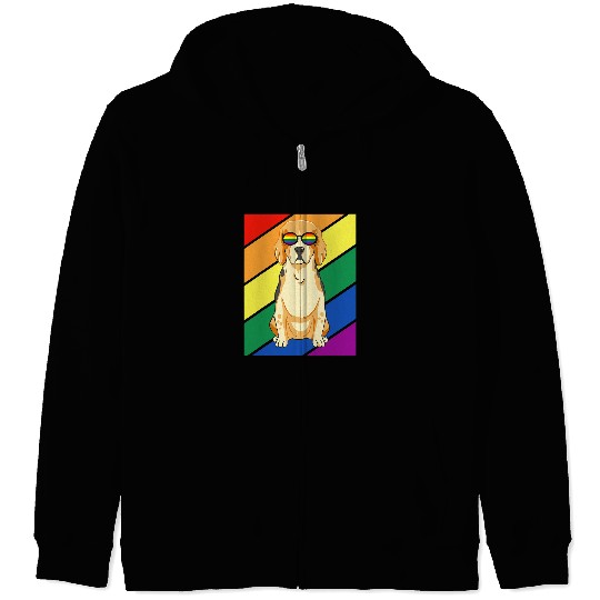 Beagle Pet LGBTQ Flag Gay Pride Month Rainbow Beagle Dog LGBT Glasses Zip Hoodies
