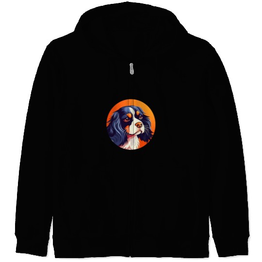 Cavalier King Charles Spaniel Pet Dog Minimal Love Dogs Zip Hoodies