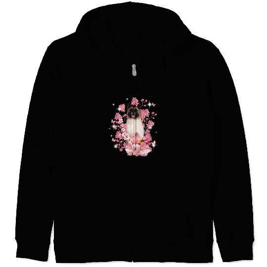 Akita Pet Cherry Blossom Flowers Dog Zip Hoodies