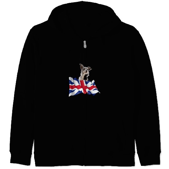 Australian Cattle Pet Union Jack Flag Dog Australian Cattle Zip Hoodies