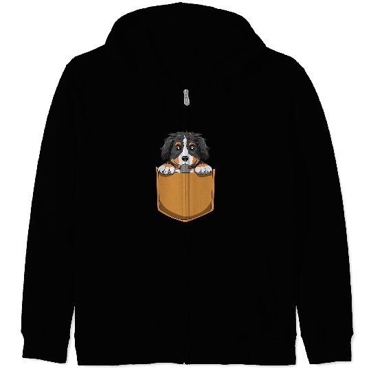 Bernese Mountain Pet Dog Pocket Dog Pocket Zip Hoodies